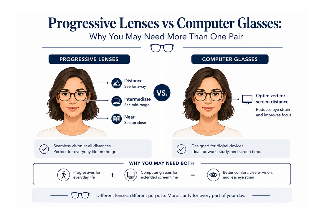 Progressive Lenses vs Computer Glasses: Why You May Need More Than One Pair