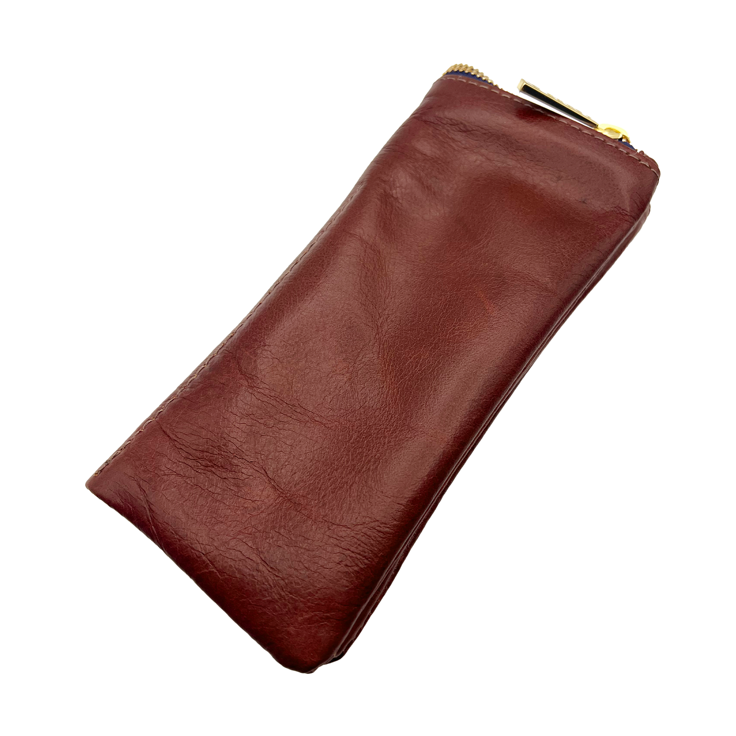 Leather Mahogony Gold Eyewear Case