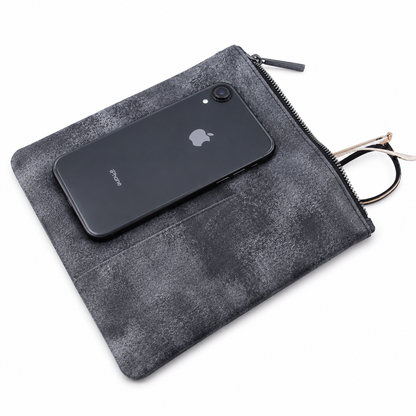 Leather Gunmetal Eyewear Case