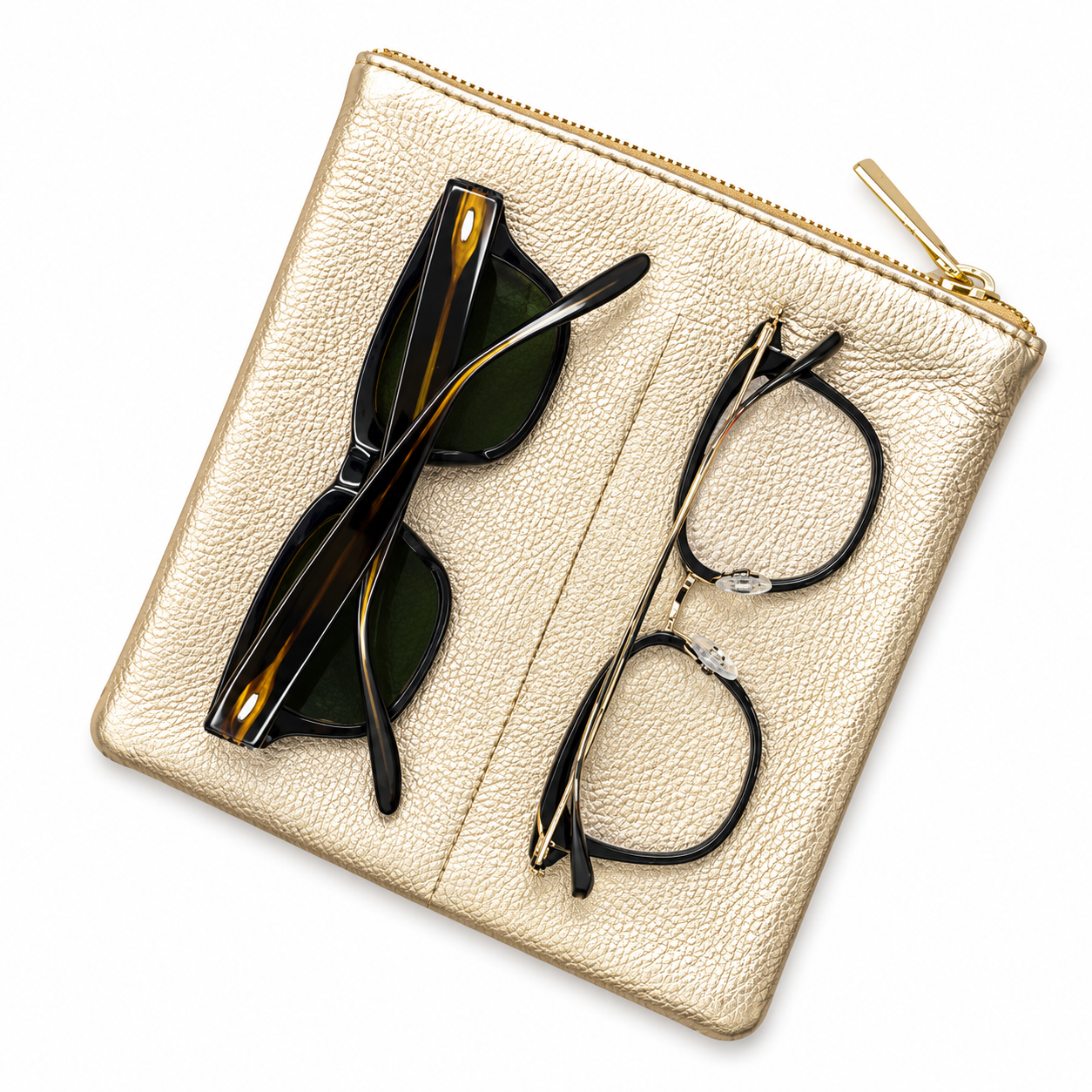 Gold Leather Eyewear Case
