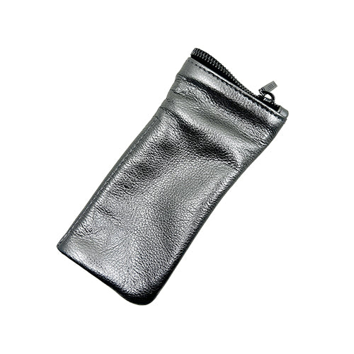 Leather Metallic Gunmetal Eyewear Case