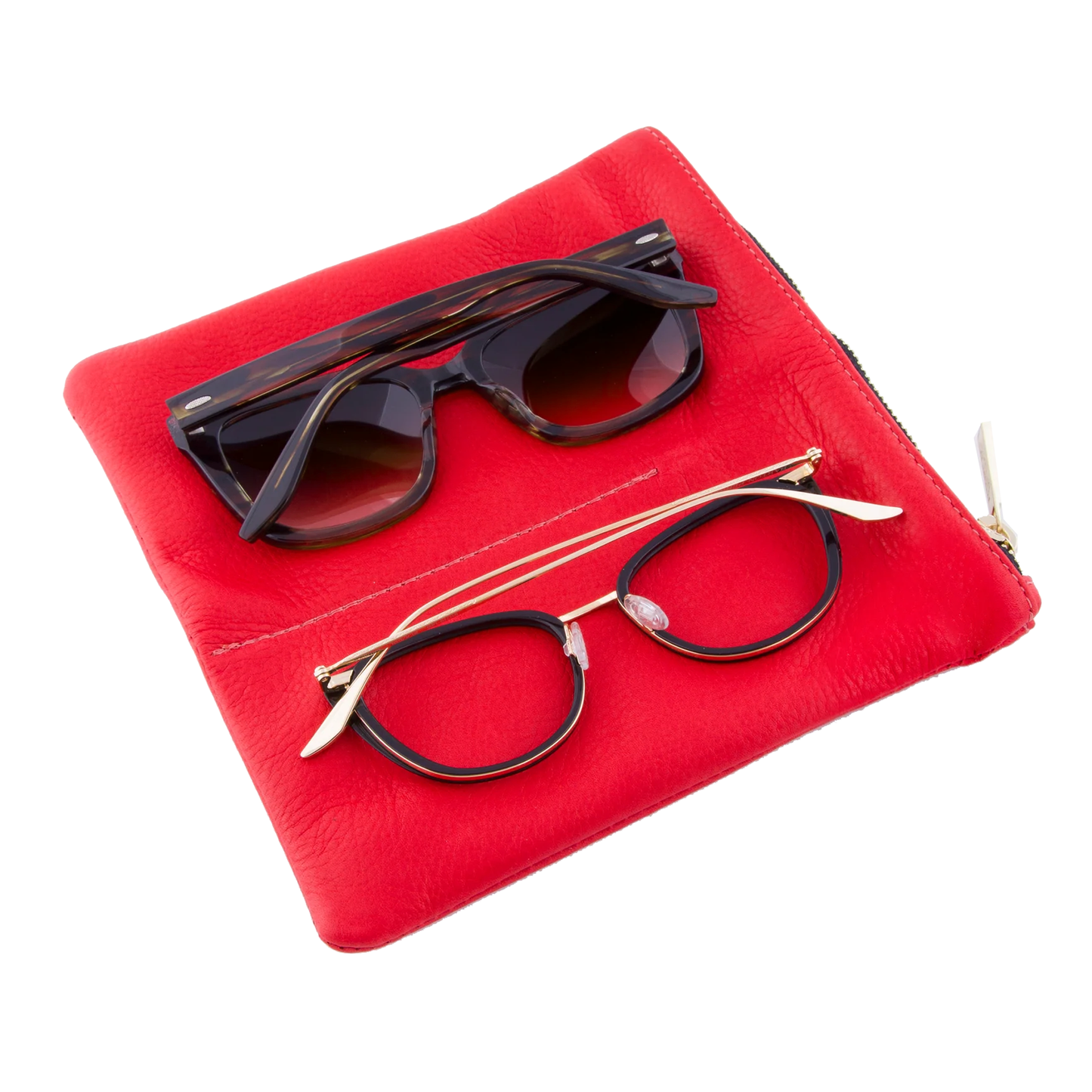 Red Leather Eyewear Case