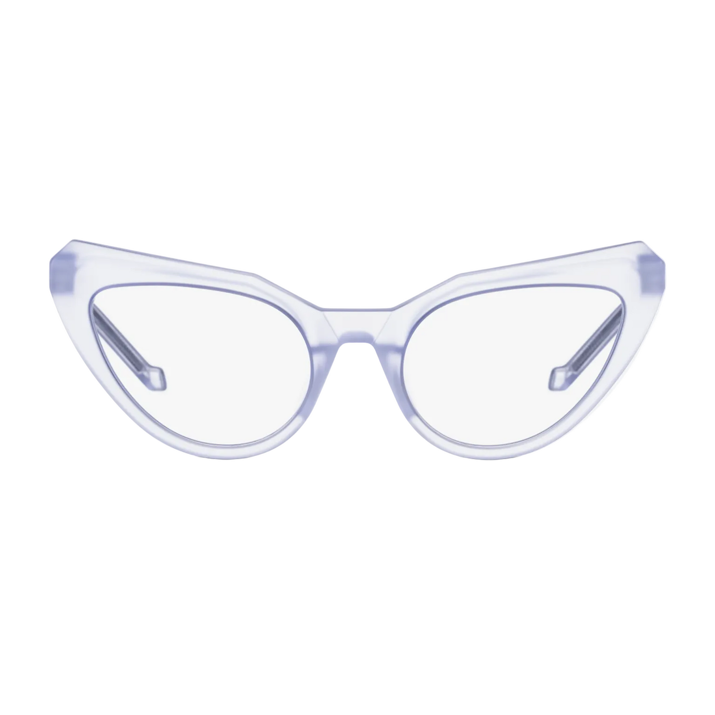 Clear cat-eye glasses on a white background