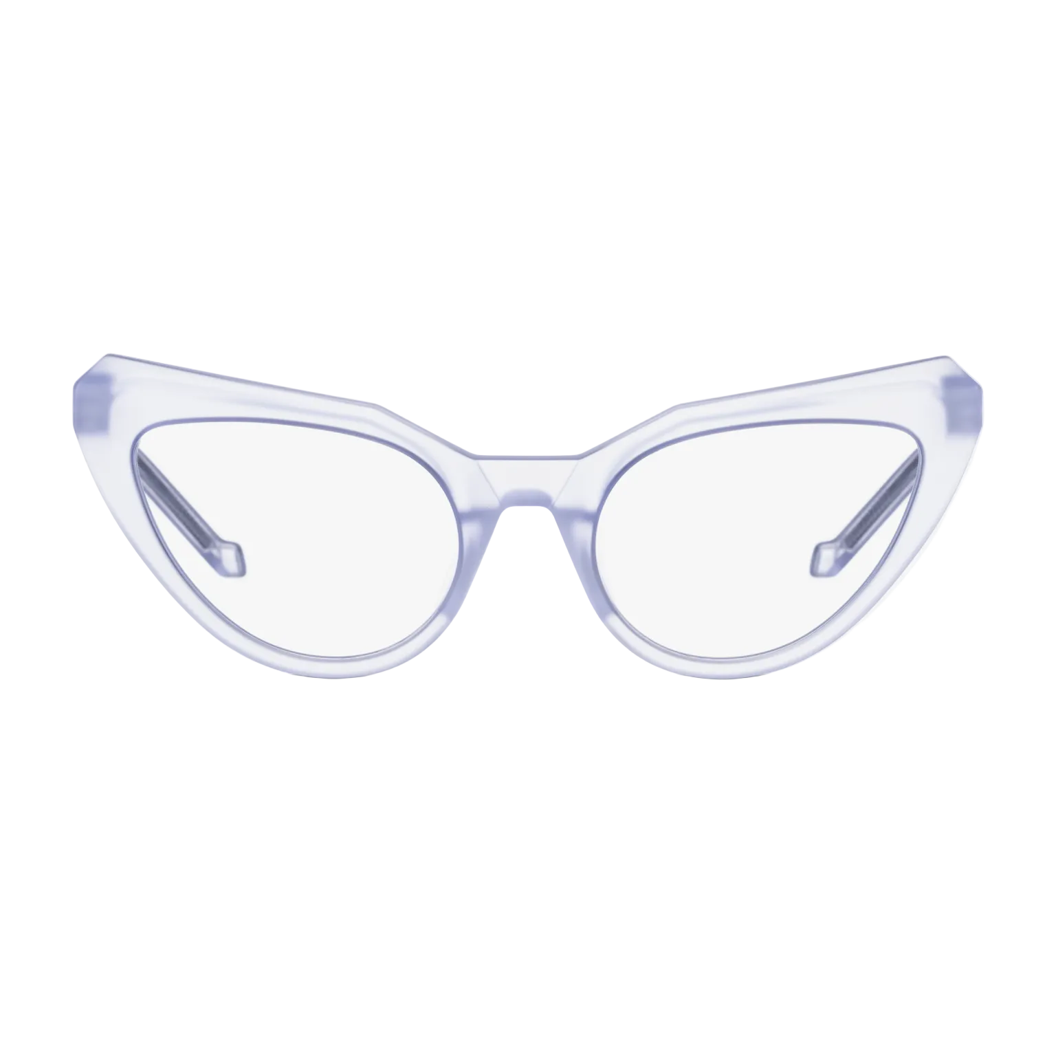 Clear cat-eye glasses on a white background