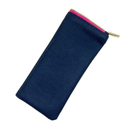 Vegan Navy Leather Eyewear Case