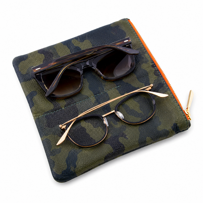 Green Camo Leather Eyewear Case